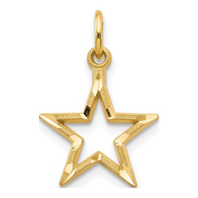 14K Yellow Gold Diamond-Cut Star Charm