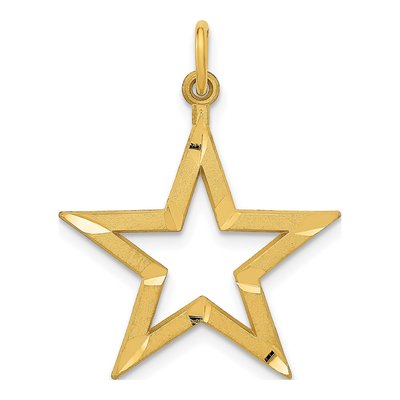 14K Yellow Gold Diamond-Cut Star Charm