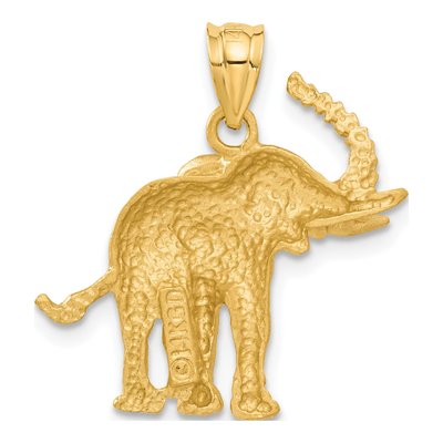 14K Yellow Gold Diamond-Cut Elephant Pendant – view 4