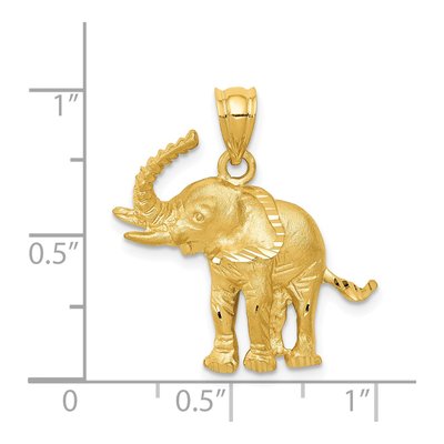 14K Yellow Gold Diamond-Cut Elephant Pendant – view 5