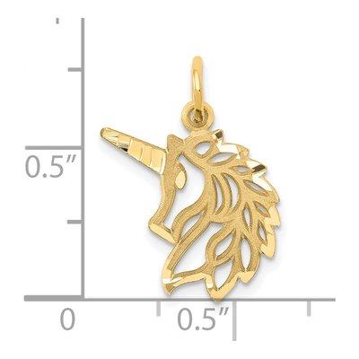 14K Yellow Gold Diamond-Cut Unicorn Pendant – view 5