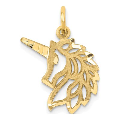 14K Yellow Gold Diamond-Cut Unicorn Pendant
