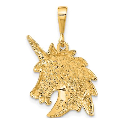 14K Yellow Gold Unicorn Head Pendant – view 4