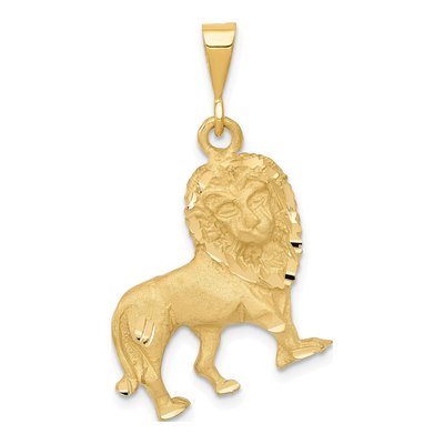 14K Yellow Gold Diamond-Cut Lion Pendant