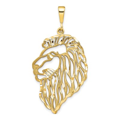 14K Yellow Gold Filigree Lion's Head Pendant