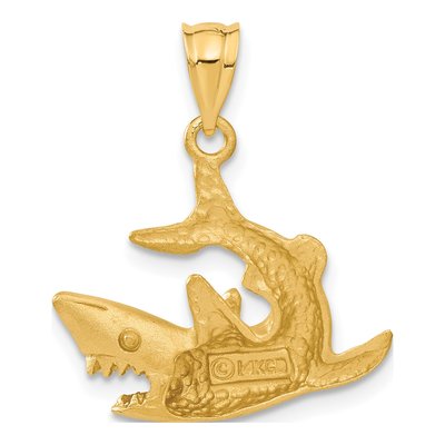 14K Yellow Gold Diamond-Cut Shark Pendant – view 4