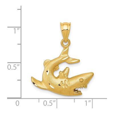 14K Yellow Gold Diamond-Cut Shark Pendant – view 5