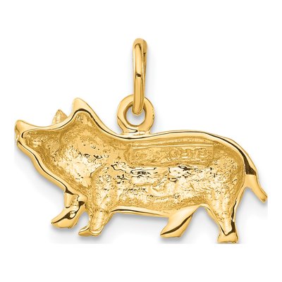 14K Yellow Gold Diamond-Cut Pig Charm – view 4