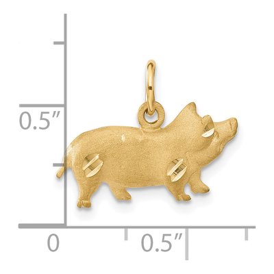 14K Yellow Gold Diamond-Cut Pig Charm – view 5