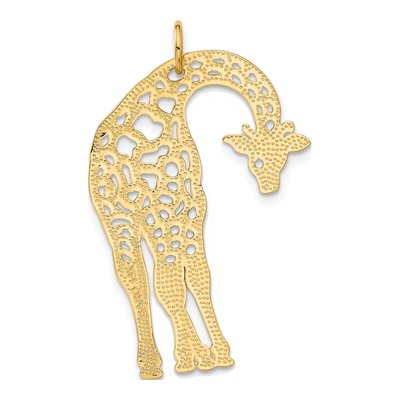 14K Yellow Gold Satin Diamond-Cut Giraffe Charm – view 4