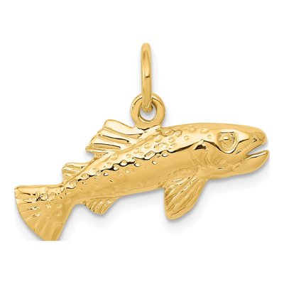 14K Yellow Gold Grouper Fish Pendant