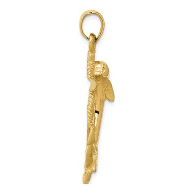 14K Yellow Gold Large Dolphin on Anchor Charm – view 3
