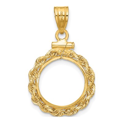 14K Yellow Gold Rope Coin Bezel Coin Bezel – view 3