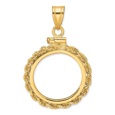 14K Yellow Gold Screw Top Coin Bezel Coin Bezel