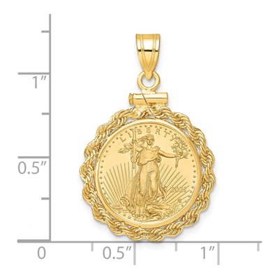 14K Yellow Gold Rope Bezel for 10oz American Eagle Pendant – view 2