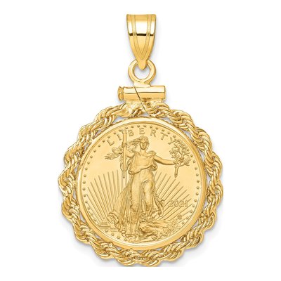 14K Yellow Gold Rope Bezel for 10oz American Eagle Pendant