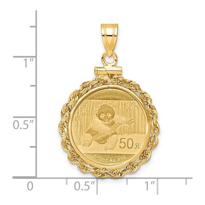 14K Yellow Gold Rope Coin Bezel for 10oz Panda Pendant – view 2