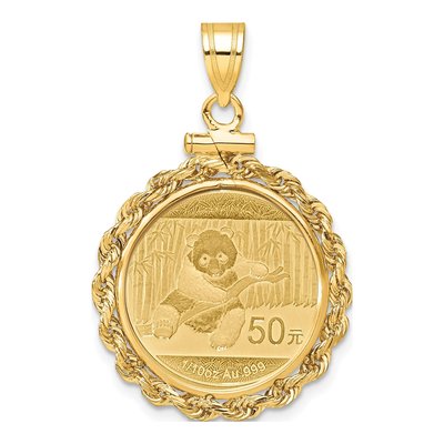 14K Yellow Gold Rope Coin Bezel for 10oz Panda Pendant