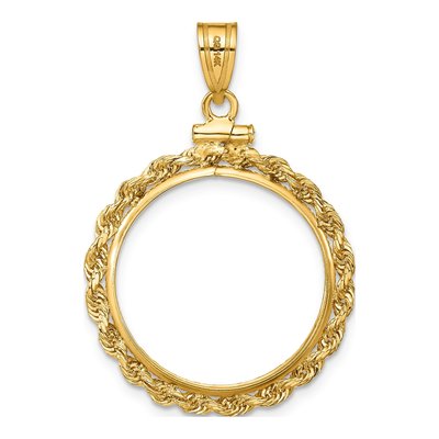 14K Yellow Gold Rope Edge Screw Top Coin Bezel Coin Bezel – view 4