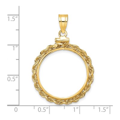 14K Yellow Gold Rope Edge Screw Top Coin Bezel Coin Bezel – view 5