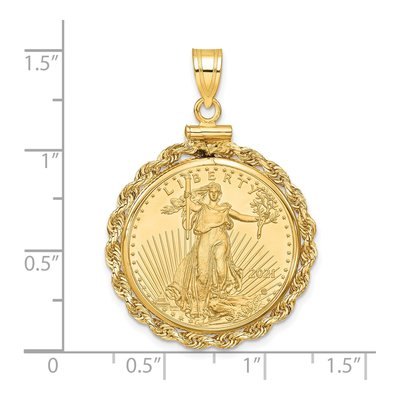 14K Yellow Gold Rope Bezel for 4oz Eagle Coin Pendant – view 2