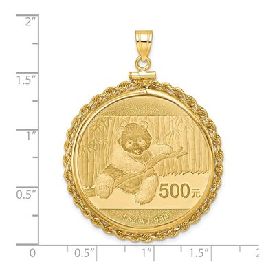 14K Yellow Gold Rope Coin Bezel Pendant – view 2