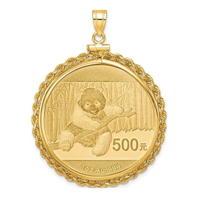 14K Yellow Gold Rope Coin Bezel Pendant