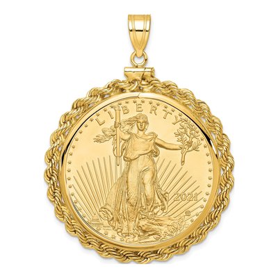 14K Yellow Gold American Eagle Coin Bezel Pendant