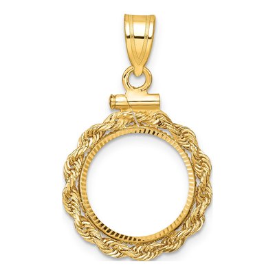 14K Yellow Gold Rope Coin Bezel Pendant