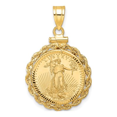 14K Yellow Gold Coin Bezel for 10oz Eagle Pendant