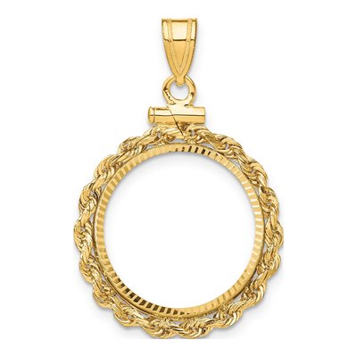 14K Yellow Gold Rope Coin Bezel Pendant