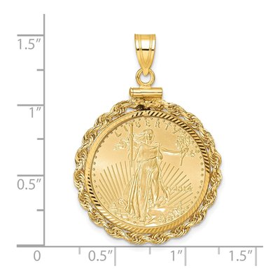 14K Yellow Gold Rope Bezel for 4oz American Eagle Pendant – view 2