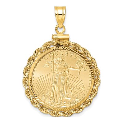 14K Yellow Gold Rope Bezel for 4oz American Eagle Pendant