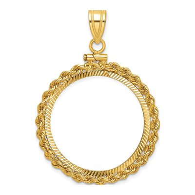 14K Yellow Gold Screw Top Coin Bezel Pendant