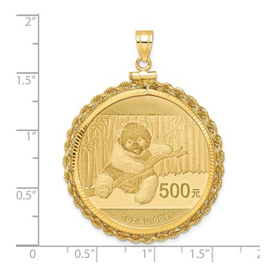 14K Yellow Gold 1oz Panda Coin Bezel Pendant – view 2