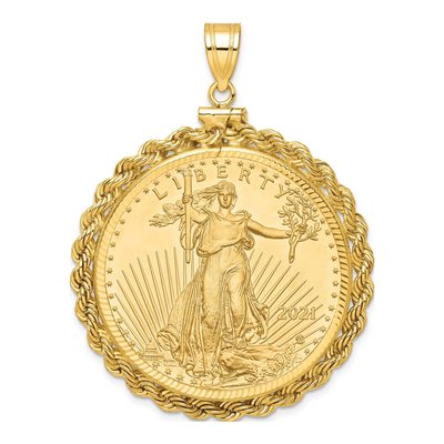 14K Yellow Gold Coin Bezel Pendant