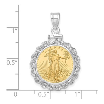 14K White Gold Rope Coin Bezel Pendant – view 2
