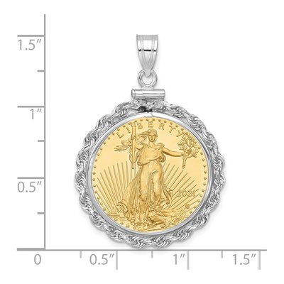 14K White Gold Rope Coin Bezel for 4oz Eagle Pendant – view 2