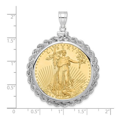 14K White Gold Rope Bezel for 1oz American Eagle Pendant – view 2