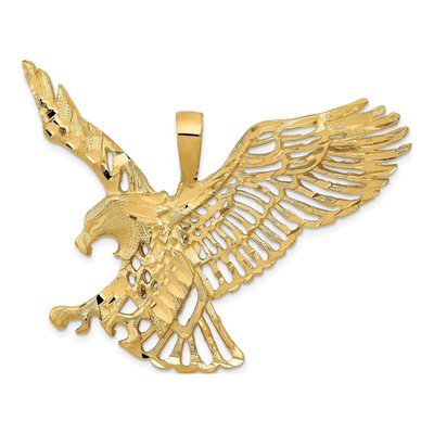 14K Yellow Gold Large Cut-Out Wings Eagle Charm