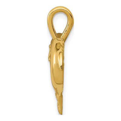 14K Yellow Gold Dolphin Heart Pendant – view 3