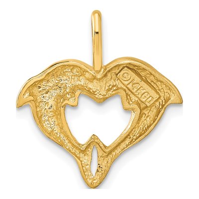 14K Yellow Gold Dolphin Heart Pendant – view 4