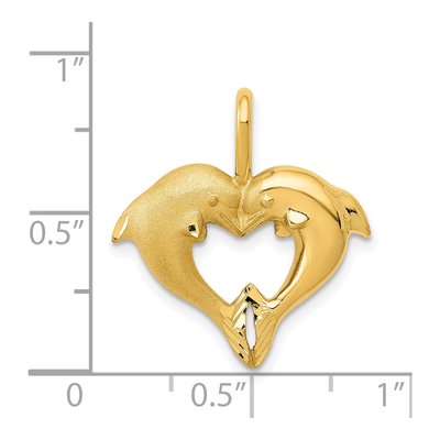 14K Yellow Gold Dolphin Heart Pendant – view 5
