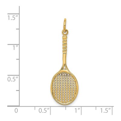 14K Yellow Gold Tennis Racquet Pendant – view 5