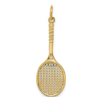 14K Yellow Gold Tennis Racquet Pendant