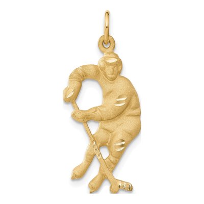 14K Yellow Gold Hockey Player Pendant