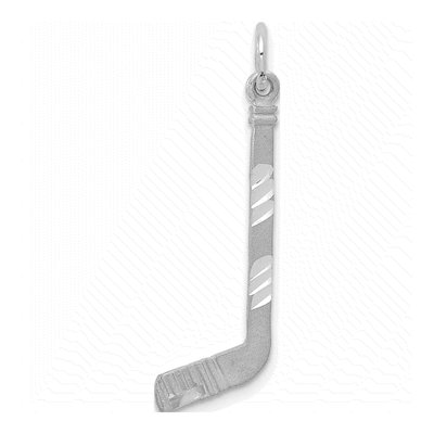 14K White Gold Hockey Stick Pendant