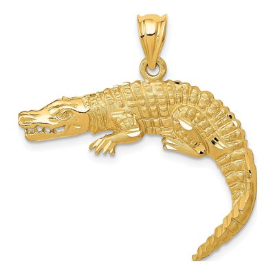14K Yellow Gold Alligator Pendant