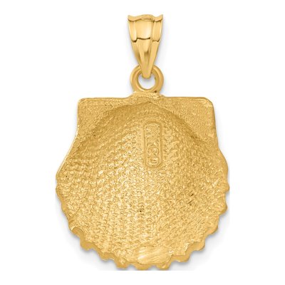 14K Yellow Gold Diamond-Cut Seashell Pendant – view 4