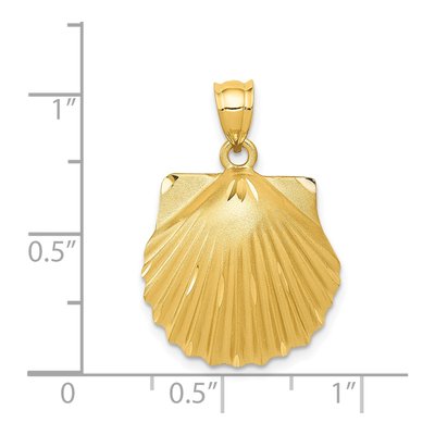 14K Yellow Gold Diamond-Cut Seashell Pendant – view 5